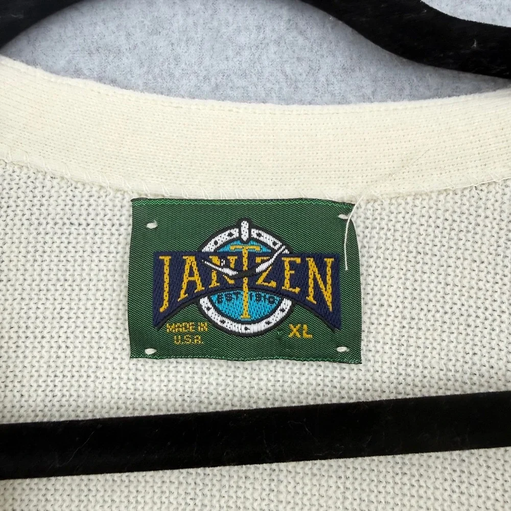 Jantzen Cardigan Sweater Mens XL Grandpacore Vintage Cream V-Neck Button Up